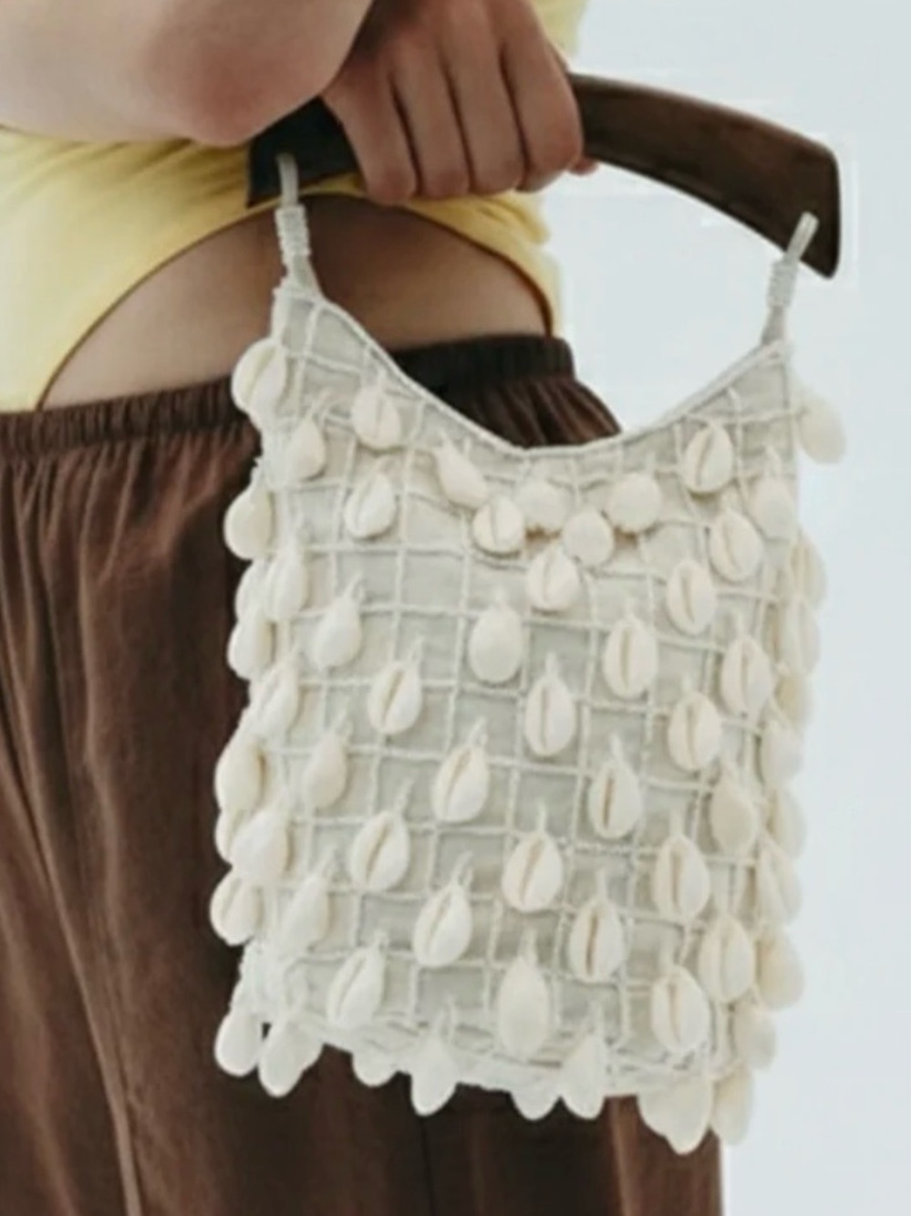 BNWOT Zara Woman SS25 Beaded Fabric Bucket Bag Light Beige 6533/610/111